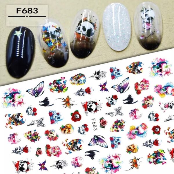Neglestickers Skaller med blomster - Image 2