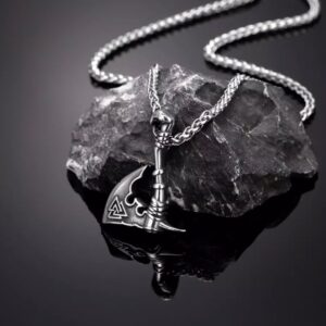 Halskjede vikingøks med Valknut