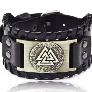 Vikingarmbånd ekte skinn - Valknut