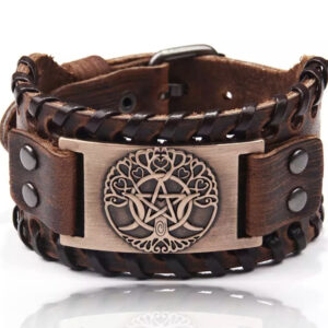 Vikingarmbånd ekte skinn - Livets tre