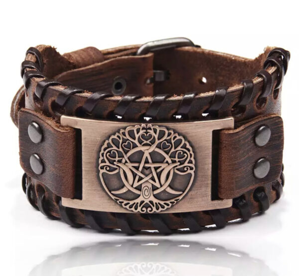 Vikingarmbånd ekte skinn - Livets tre