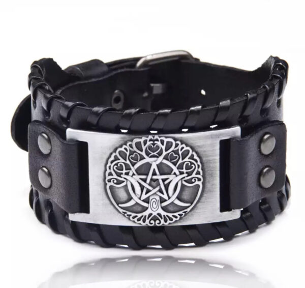 Vikingarmbånd ekte skinn - Livets tre - Image 2