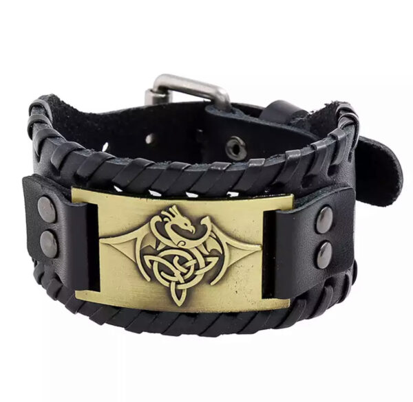 Vikingarmbånd ekte skinn - Drage