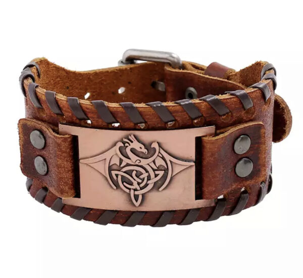 Vikingarmbånd ekte skinn - Drage - Image 3