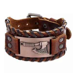 Vikingarmbånd ekte skinn - Øks