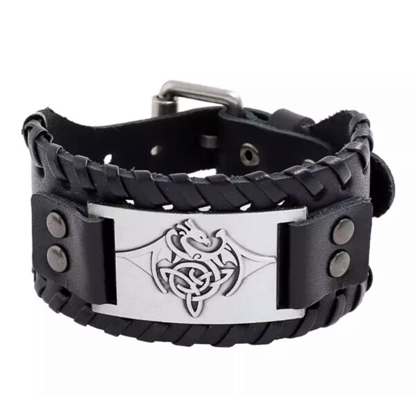 Vikingarmbånd ekte skinn - Drage - Image 2