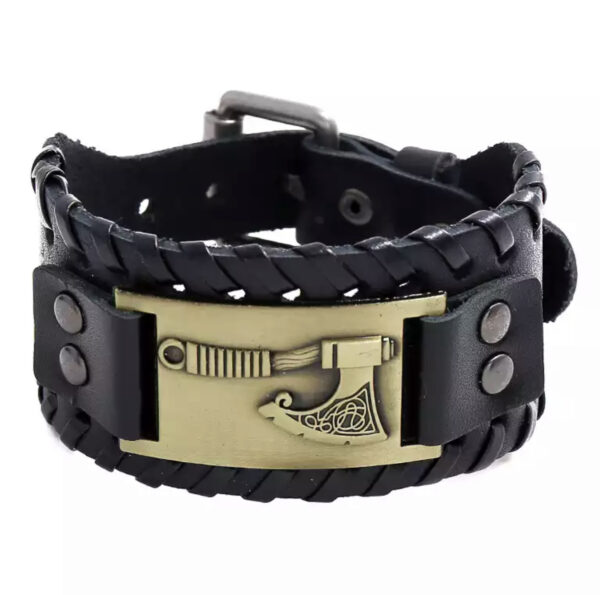 Vikingarmbånd ekte skinn - Øks - Image 3