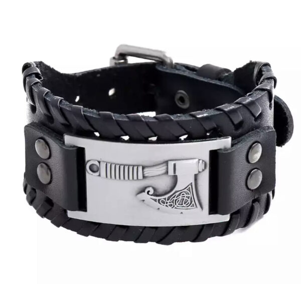 Vikingarmbånd ekte skinn - Øks - Image 2