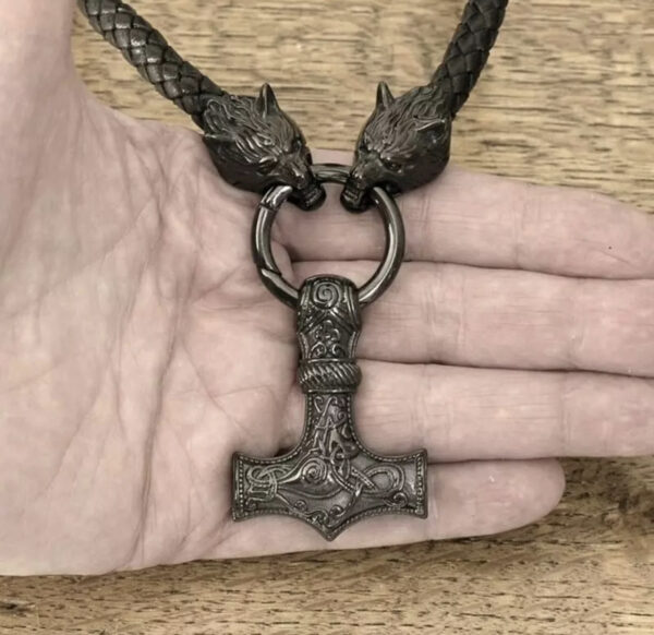 Flettet lærhalsbånd Fenris - Image 2
