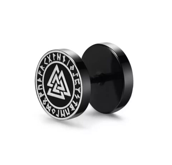 Stud Ørering - Svart Vikingmotiv - Image 9