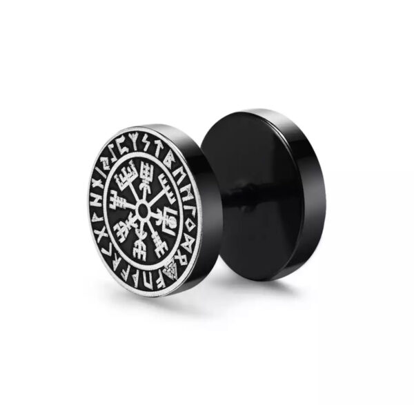 Stud Ørering - Svart Vikingmotiv - Image 8
