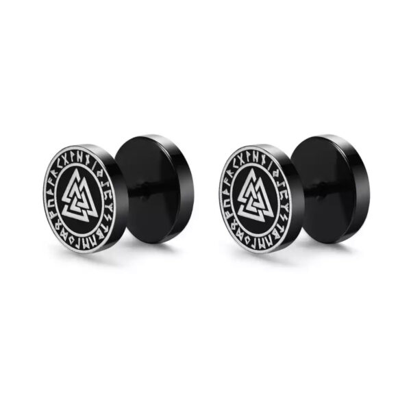 Stud Ørering - Svart Vikingmotiv - Image 4