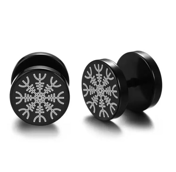 Stud Ørering - Svart Vikingmotiv - Image 11