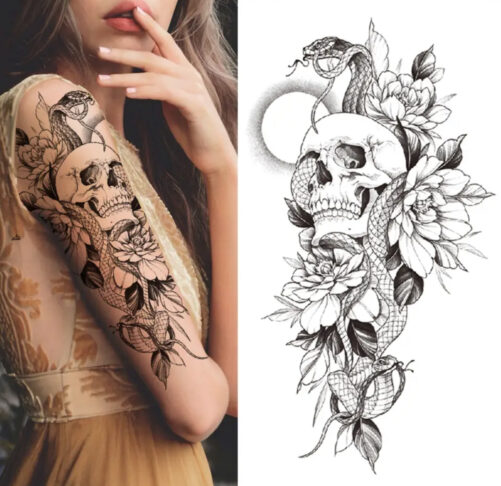 Tatovering SlangeSkalle