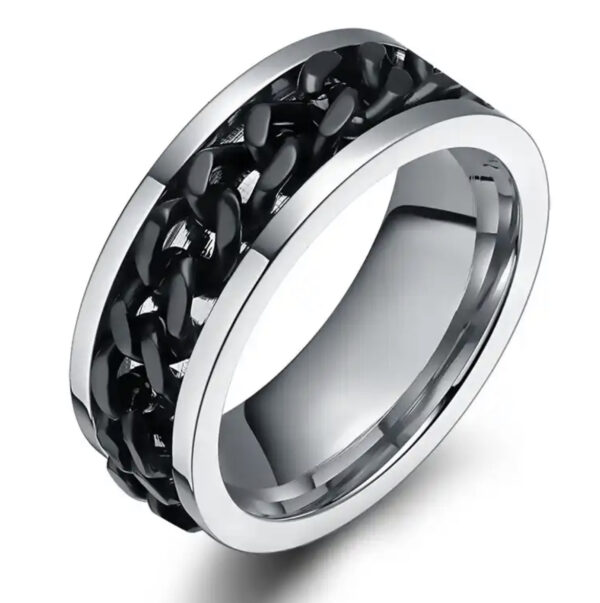 Spinnerring med svart lenke