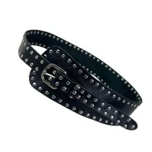 Svart skinnbelte metall